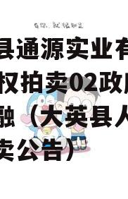 大英县通源实业有2023债权拍卖02政府债定融（大英县人民法院拍卖公告）