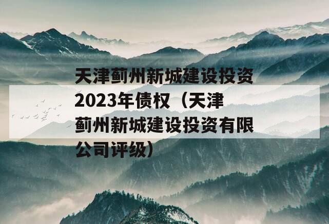 天津蓟州新城建设投资2023年债权（天津蓟州新城建设投资有限公司评级）