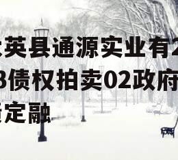 大英县通源实业有2023债权拍卖02政府债定融