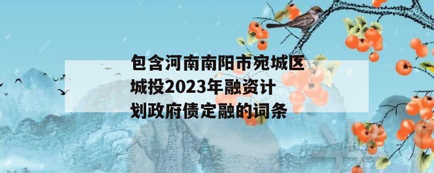 包含河南南阳市宛城区城投2023年融资计划政府债定融的词条