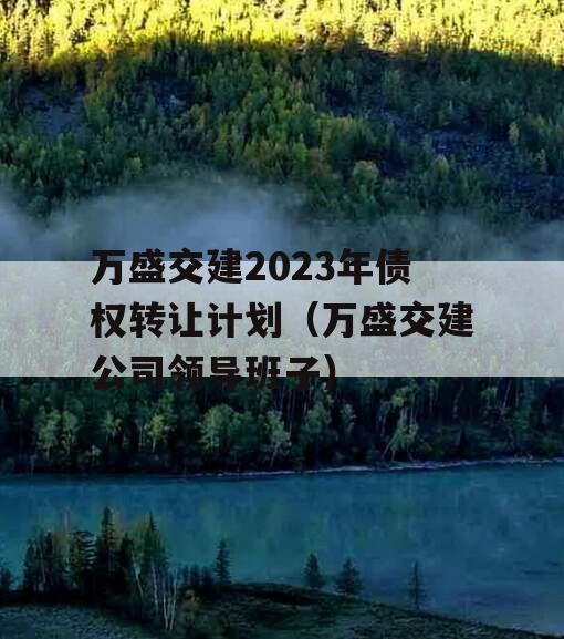 万盛交建2023年债权转让计划（万盛交建公司领导班子）