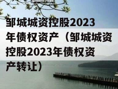 邹城城资控股2023年债权资产（邹城城资控股2023年债权资产转让）