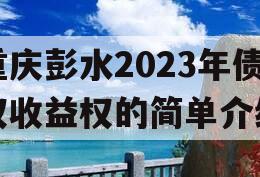 重庆彭水2023年债权收益权的简单介绍