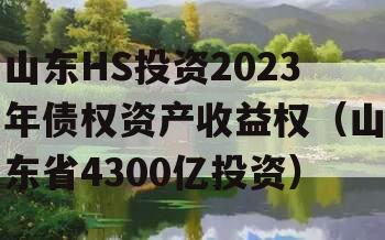 山东HS投资2023年债权资产收益权（山东省4300亿投资）