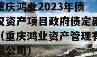 重庆鸿业2023年债权资产项目政府债定融（重庆鸿业资产管理有限公司）