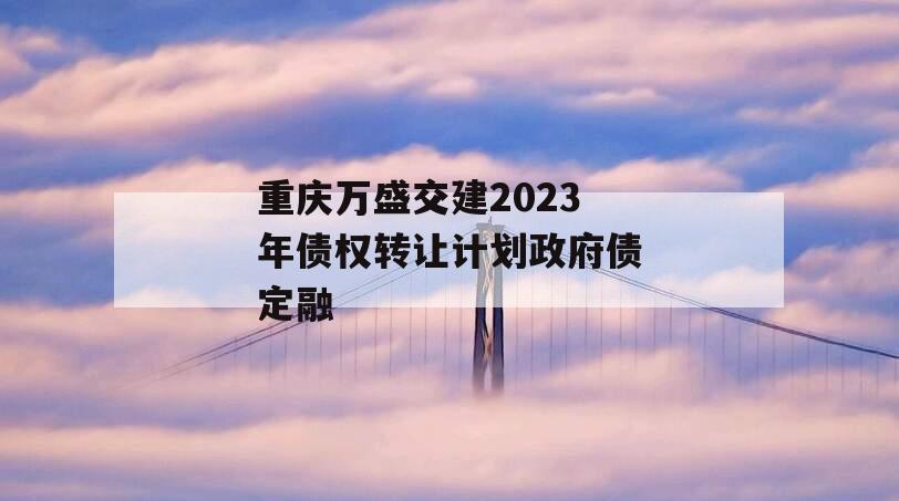 重庆万盛交建2023年债权转让计划政府债定融