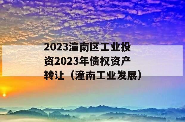 2023潼南区工业投资2023年债权资产转让（潼南工业发展）