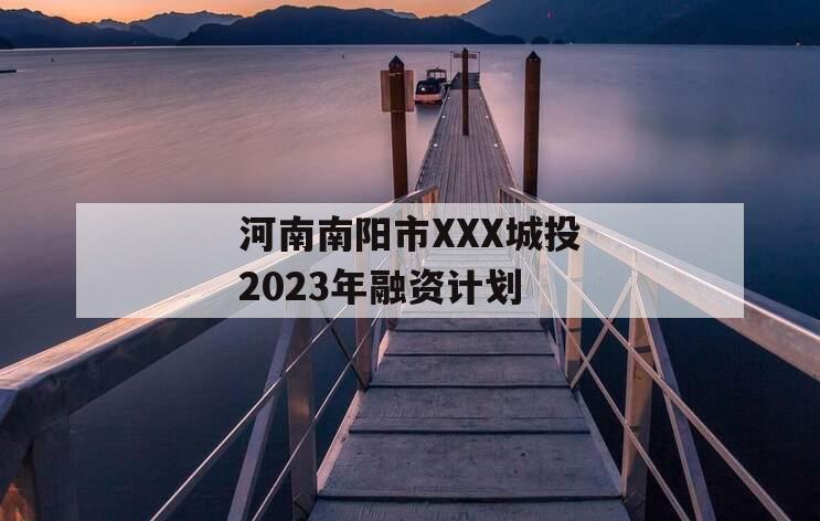 河南南阳市XXX城投2023年融资计划