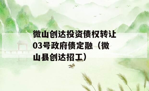 微山创达投资债权转让03号政府债定融（微山县创达招工）