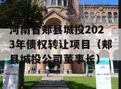 河南省郏县城投2023年债权转让项目（郏县城投公司董事长）