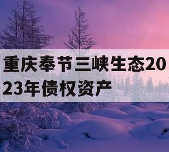 重庆奉节三峡生态2023年债权资产