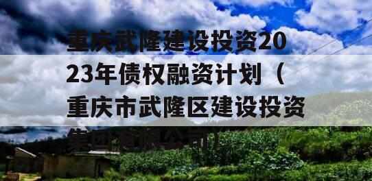 重庆武隆建设投资2023年债权融资计划（重庆市武隆区建设投资集团有限公司）