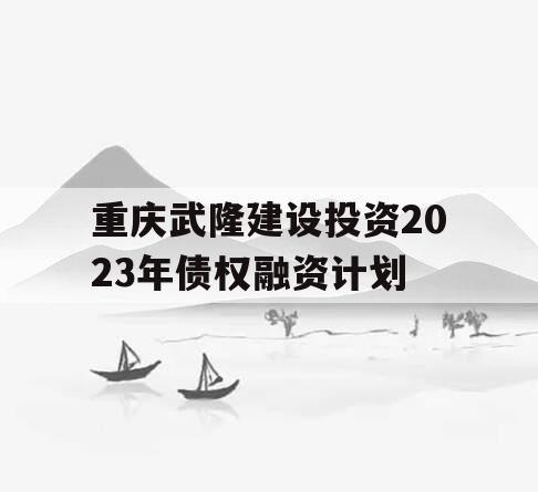 重庆武隆建设投资2023年债权融资计划