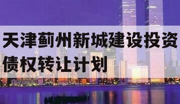 天津蓟州新城建设投资债权转让计划