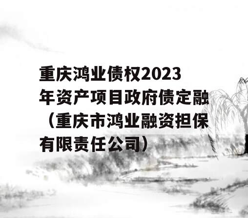 重庆鸿业债权2023年资产项目政府债定融（重庆市鸿业融资担保有限责任公司）