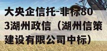 大央企信托-非标803湖州政信（湖州信策建设有限公司中标）