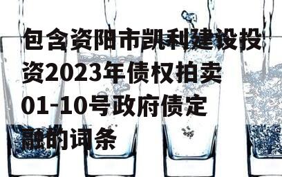 包含资阳市凯利建设投资2023年债权拍卖01-10号政府债定融的词条