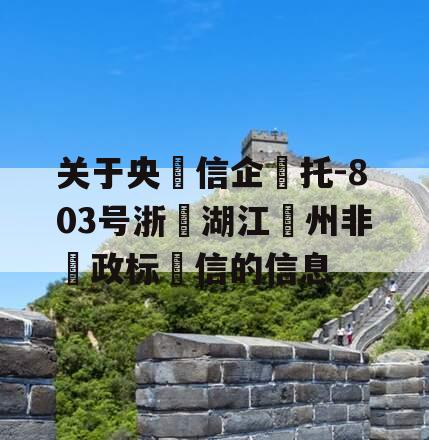 关于央‮信企‬托-803号浙‮湖江‬州非‮政标‬信的信息