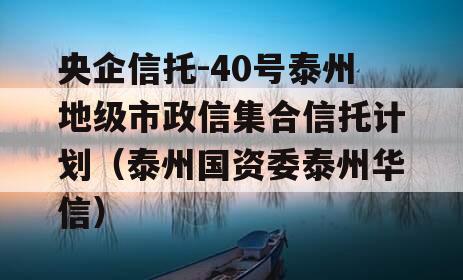 央企信托-40号泰州地级市政信集合信托计划（泰州国资委泰州华信）