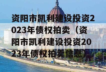 资阳市凯利建设投资2023年债权拍卖（资阳市凯利建设投资2023年债权拍卖信息）