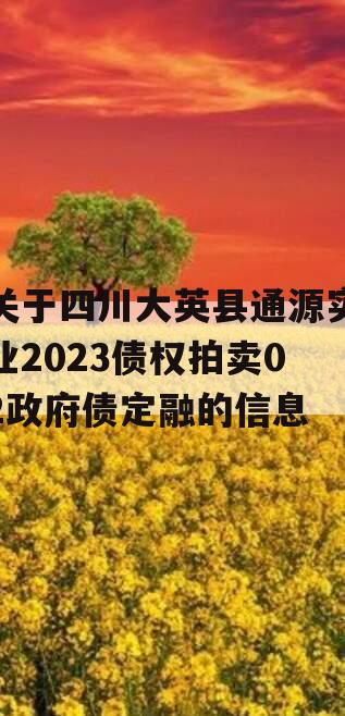 关于四川大英县通源实业2023债权拍卖02政府债定融的信息