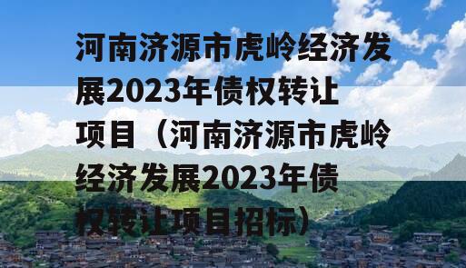 河南济源市虎岭经济发展2023年债权转让项目（河南济源市虎岭经济发展2023年债权转让项目招标）