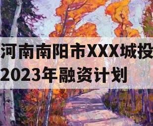 河南南阳市XXX城投2023年融资计划