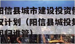 阳信县城市建设投资债权计划（阳信县城投集团归谁管）