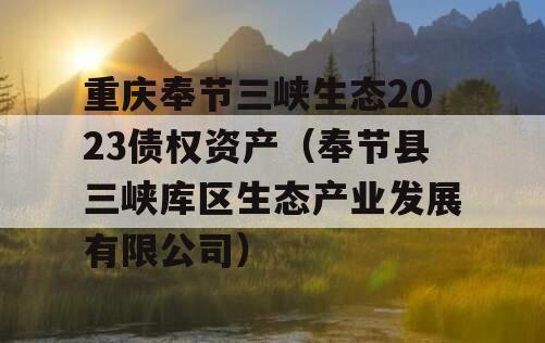 重庆奉节三峡生态2023债权资产（奉节县三峡库区生态产业发展有限公司）