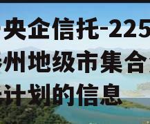 关于央企信托-225号泰州地级市集合资金信托计划的信息