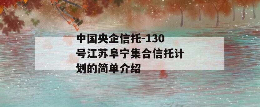 中国央企信托-130号江苏阜宁集合信托计划的简单介绍