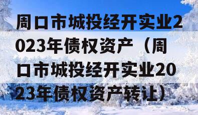 周口市城投经开实业2023年债权资产（周口市城投经开实业2023年债权资产转让）