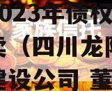 四川龙阳天府新区建设投资2023年债权资产拍卖（四川龙阳天府新区建设公司 董事长）