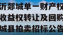 临沂郯城单一财产权信托收益权转让及回购（郯城县拍卖招标公告）