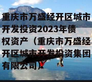 重庆市万盛经开区城市开发投资2023年债权资产（重庆市万盛经开区城市开发投资集团有限公司）