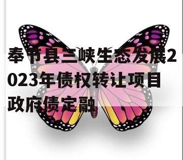 奉节县三峡生态发展2023年债权转让项目政府债定融