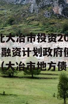 湖北大冶市投资2023年融资计划政府债定融（大冶市地方债）