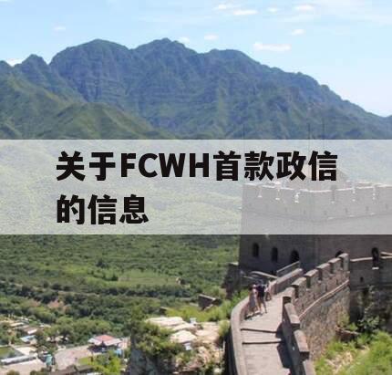 关于FCWH首款政信的信息