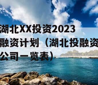 湖北XX投资2023融资计划（湖北投融资公司一览表）