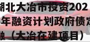 湖北大冶市投资2023年融资计划政府债定融（大冶在建项目）