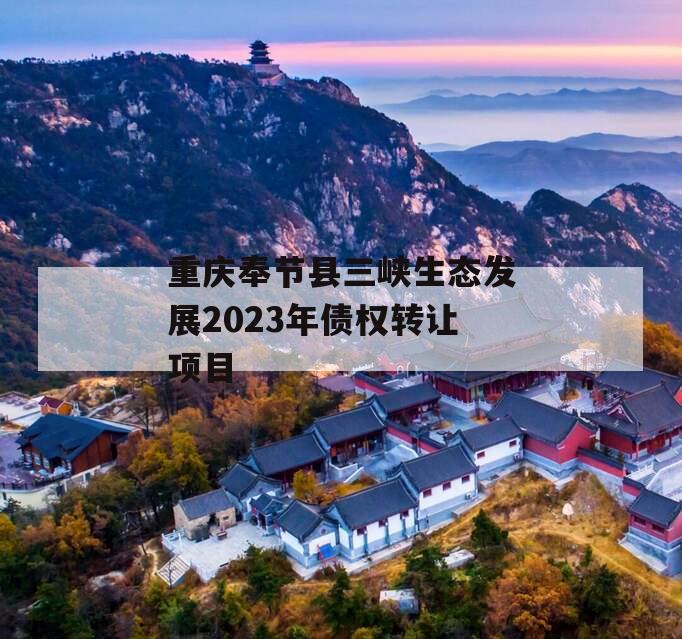 重庆奉节县三峡生态发展2023年债权转让项目