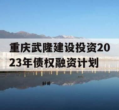 重庆武隆建设投资2023年债权融资计划