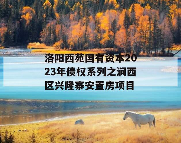 洛阳西苑国有资本2023年债权系列之涧西区兴隆寨安置房项目