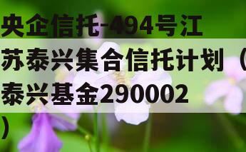 央企信托-494号江苏泰兴集合信托计划（泰兴基金290002）