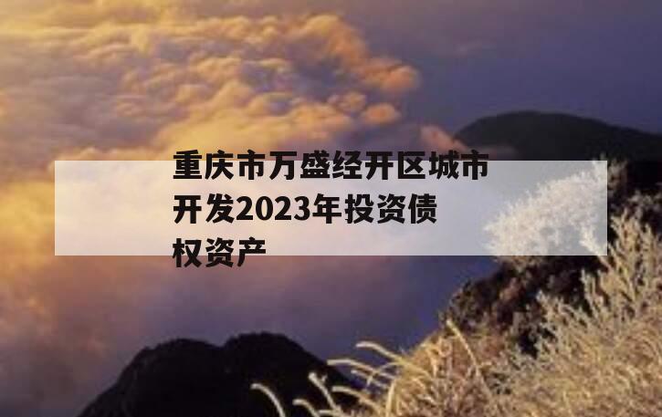 重庆市万盛经开区城市开发2023年投资债权资产