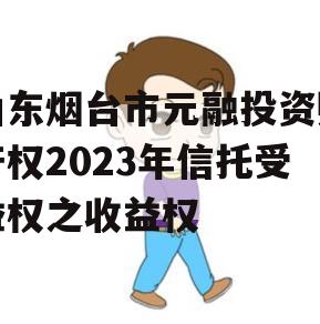 山东烟台市元融投资财产权2023年信托受益权之收益权