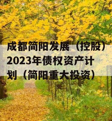 成都简阳发展（控股）2023年债权资产计划（简阳重大投资）