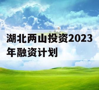 湖北两山投资2023年融资计划