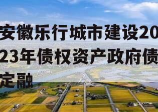 安徽乐行城市建设2023年债权资产政府债定融