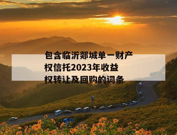 包含临沂郯城单一财产权信托2023年收益权转让及回购的词条